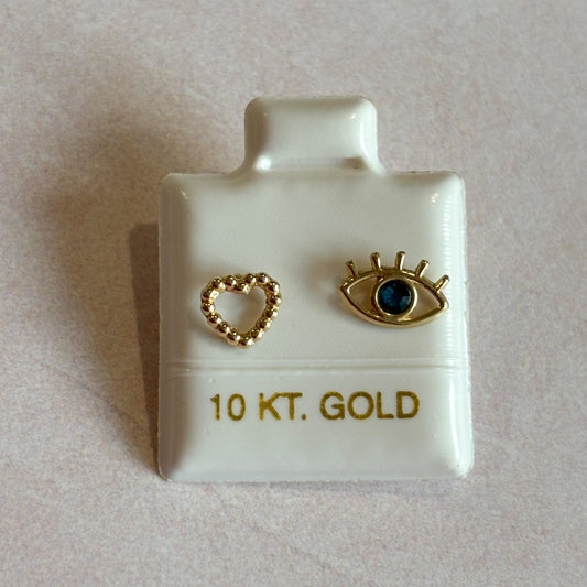 Piercing Oro Corazón y Ojo turco