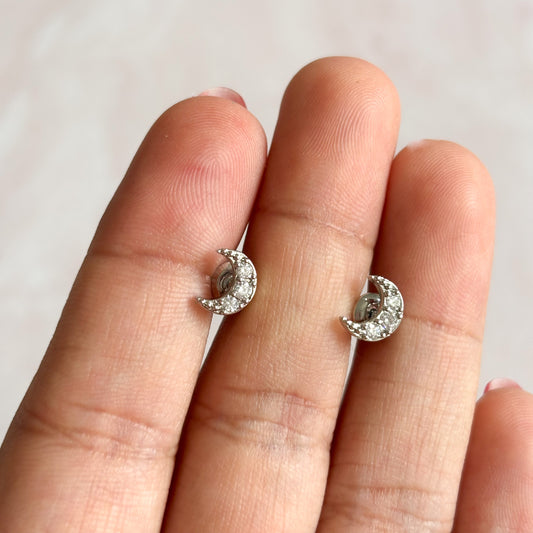 Aretes Luna plateados