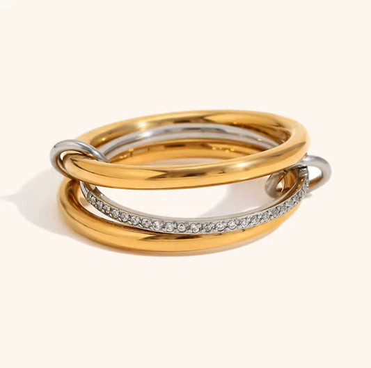 Anillo Stack Triple Dorado